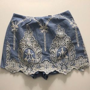 Floral Print Jean Shorts